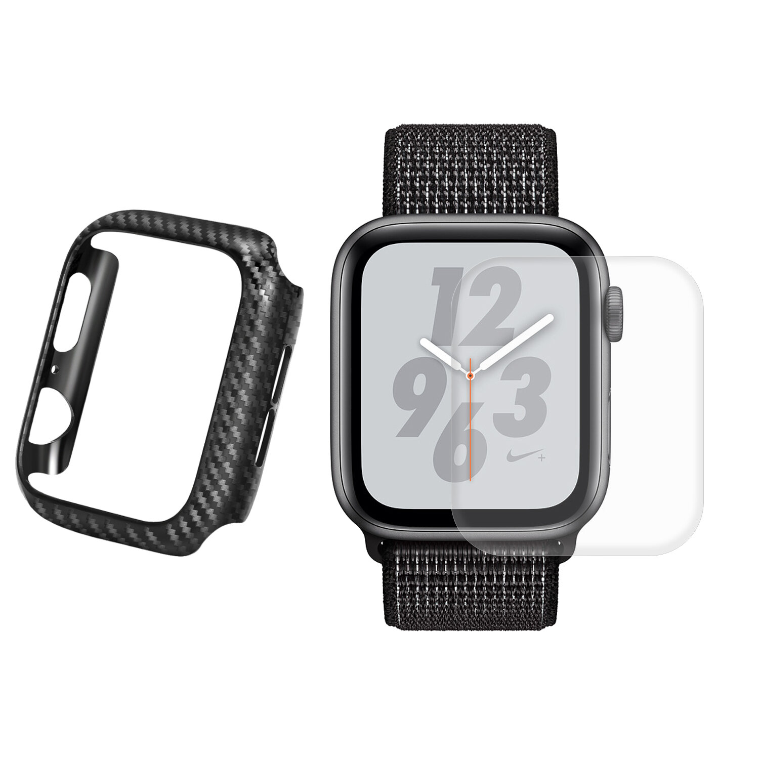 Enkay koolstofvezel horlogekap + 3D gebogen rand Hot Bending horlogeschermbeschermer voor Apple Watc