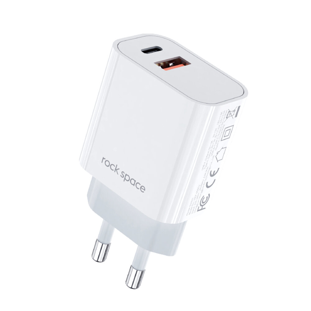 

ROCK 20W 2-Port USB PD Charger USB-C PD3.0 QC3.0 FCP SCP Fast Charging Wall Charger Adapter EU Plug For iPhone 13 Pro Ma