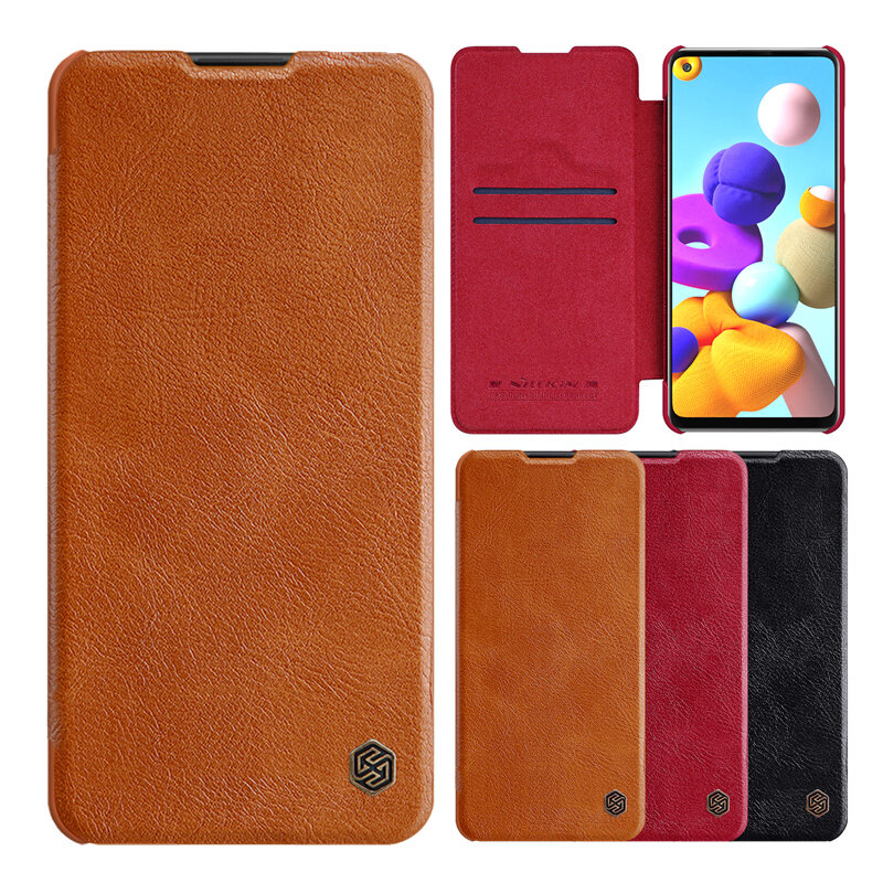 Nillkin for Samsung Galaxy A21s Case Bumper Flip Shockproof with Card Slot PU Leather Full Cover Pro