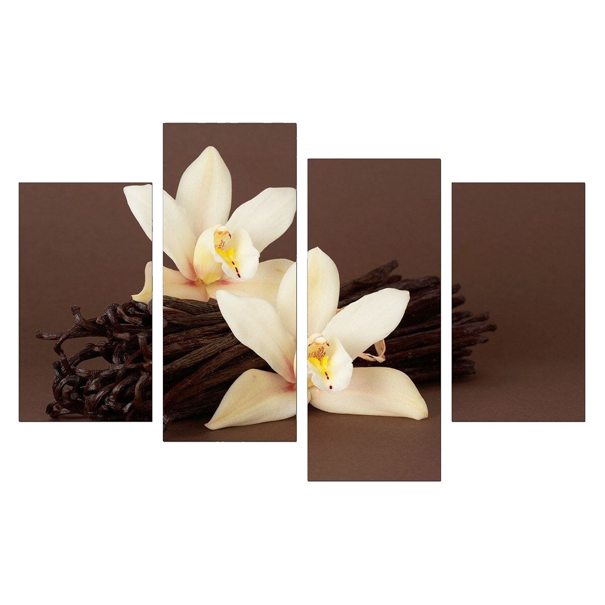 4Pcs White Orchids Flower Canvas Painting Wall Decorative Print Art Pictures Frameless Wall Hanging 