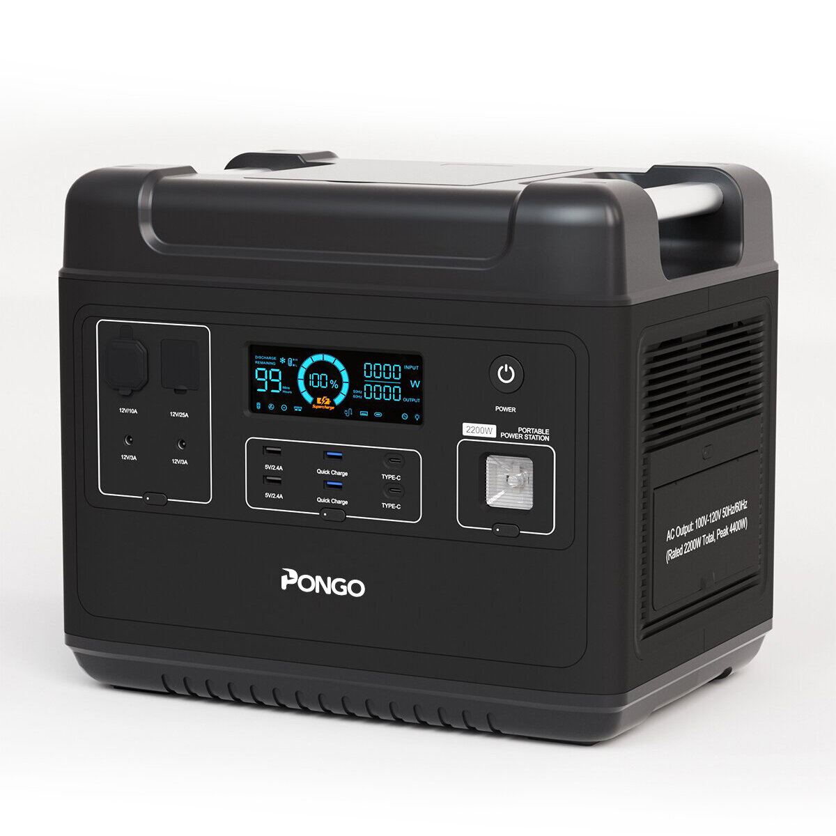 

[US Direct] PONGO PSN2200 2000Wh Portable Power Station LiFePO4 Battery Pack Solar Generator with 6 110V/2200W Pure Sine