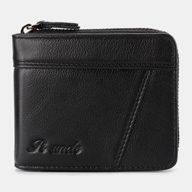 Men Genuine Leather Multifunction Anti-theft Swipe Card Coin Purse RFID Blocking Bifold Zipper Hasp Wallets Multi-card S