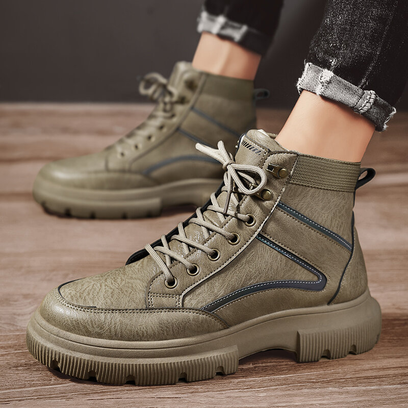 

Men Lace-up Non-slip Wear Resistant Retro Casual Martin Boots Locomotive Boots Tooling Boots