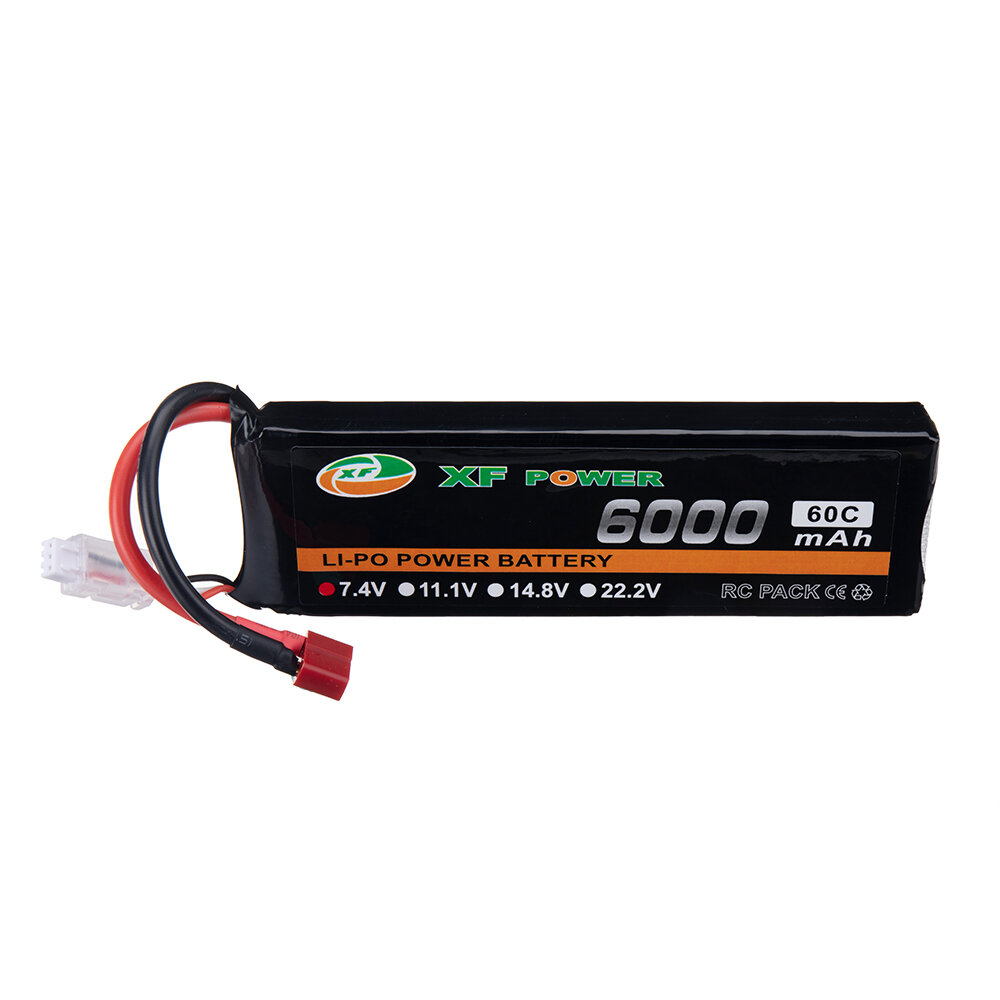 

XF POWER 7.4V 6000mAh 60C 2S LiPo Battery T Deans Plug for RC Drone