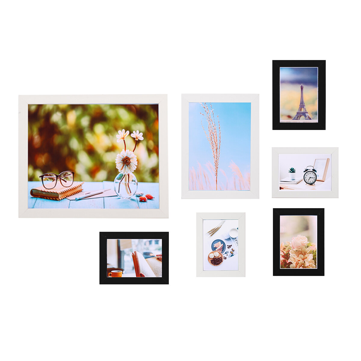 7 Pcs/set Photo Frames 5/7/10-inch Wall Hanging Family Memory Art Picture Photo Home Office Hotel De