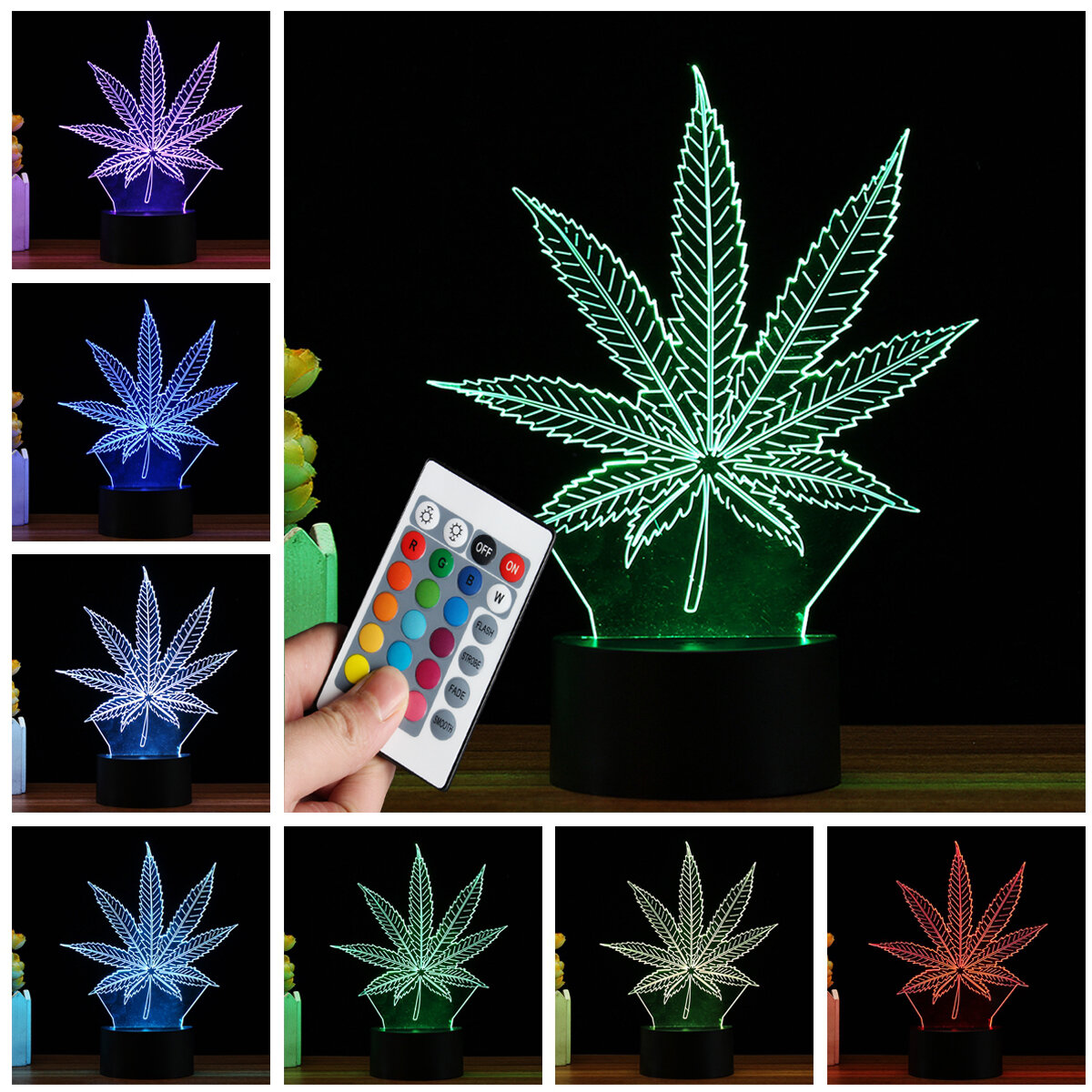 3D LED Maple Leaf Tischlampe Fernbedienung Touch Night Light Farbwechsel Geschenk