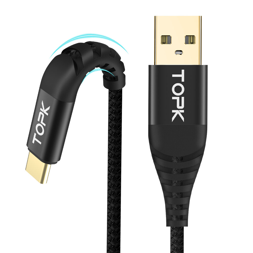

TOPK 2.4A Type C Fast Charging Data Cable 3.28ft/1m for Mi A2 Pocophone F1 Nokia X6