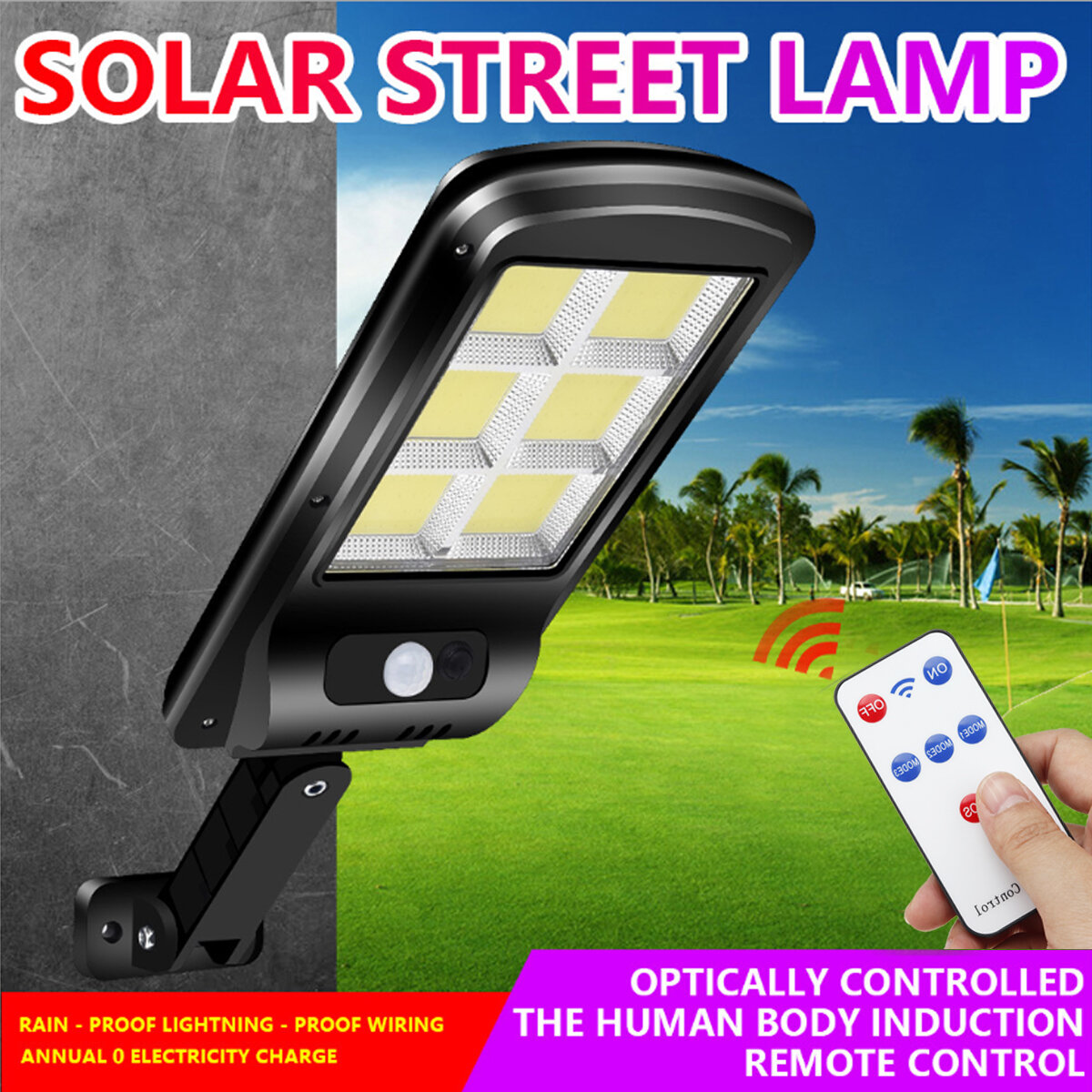 Solar Powered 4COB/6COB LED Street Light Motion Sensor Waterproof Wall Lamp Security Outdoor Decor w
