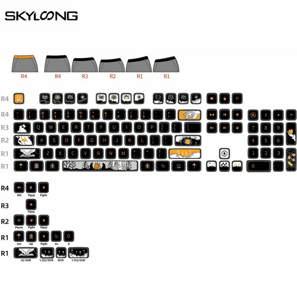 SKYLOONG GK7 120pcs Mechanical Keyboard Keycaps Set Dark Fairy Tale Theme PBT Pudding Key Cap For DIY Customized 61/87/1