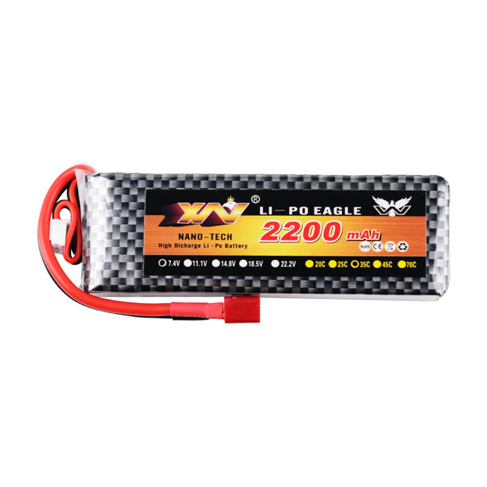 XW Power 7.4V 2200mAh 35C 2S LiPo Battery T/XT60/JST Plug for RC FPV Racing Drone