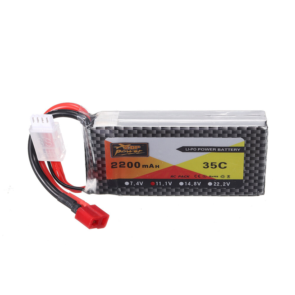 ZOP Power 11.1V 2200mAh 35C 3S Lipo Bateria T Plug para modelos RC