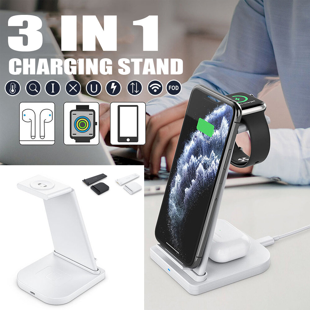 3 in1 Qi Wireless Fast Charger Dock Charging Stand For Apple Watch For iPhone Phone Airpods Pro
