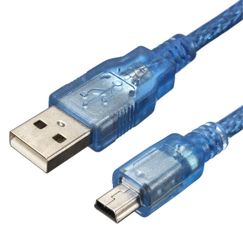 5 stks Blauwe Mannelijke USB 2.0A Naar Mini Mannelijke USB B Power Datakabel voor Nano V3.0 ATMEGA32