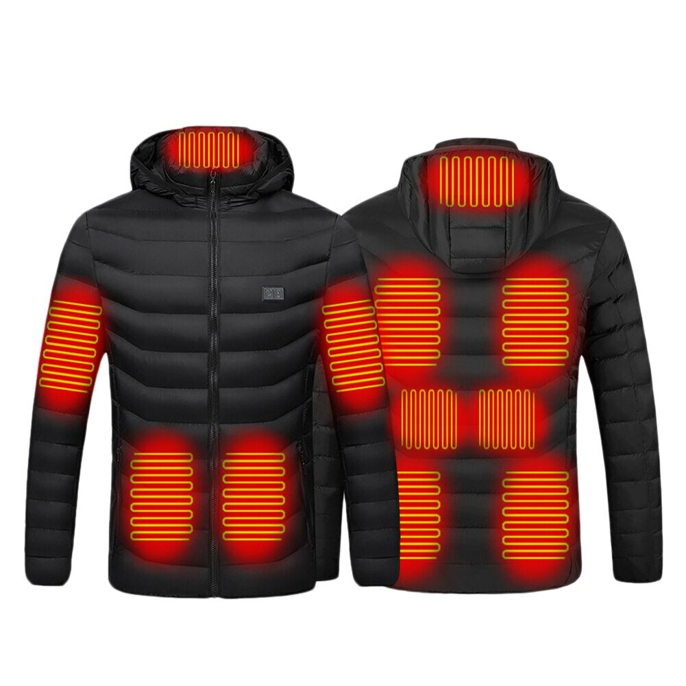 TENGOO HJ-11 Unisex 11 Areas Heating Jacket 3-Modes Adjust USB Electric Heating Coat Thermal Hoodie Jacket for Winter Sport Skiing Cycling