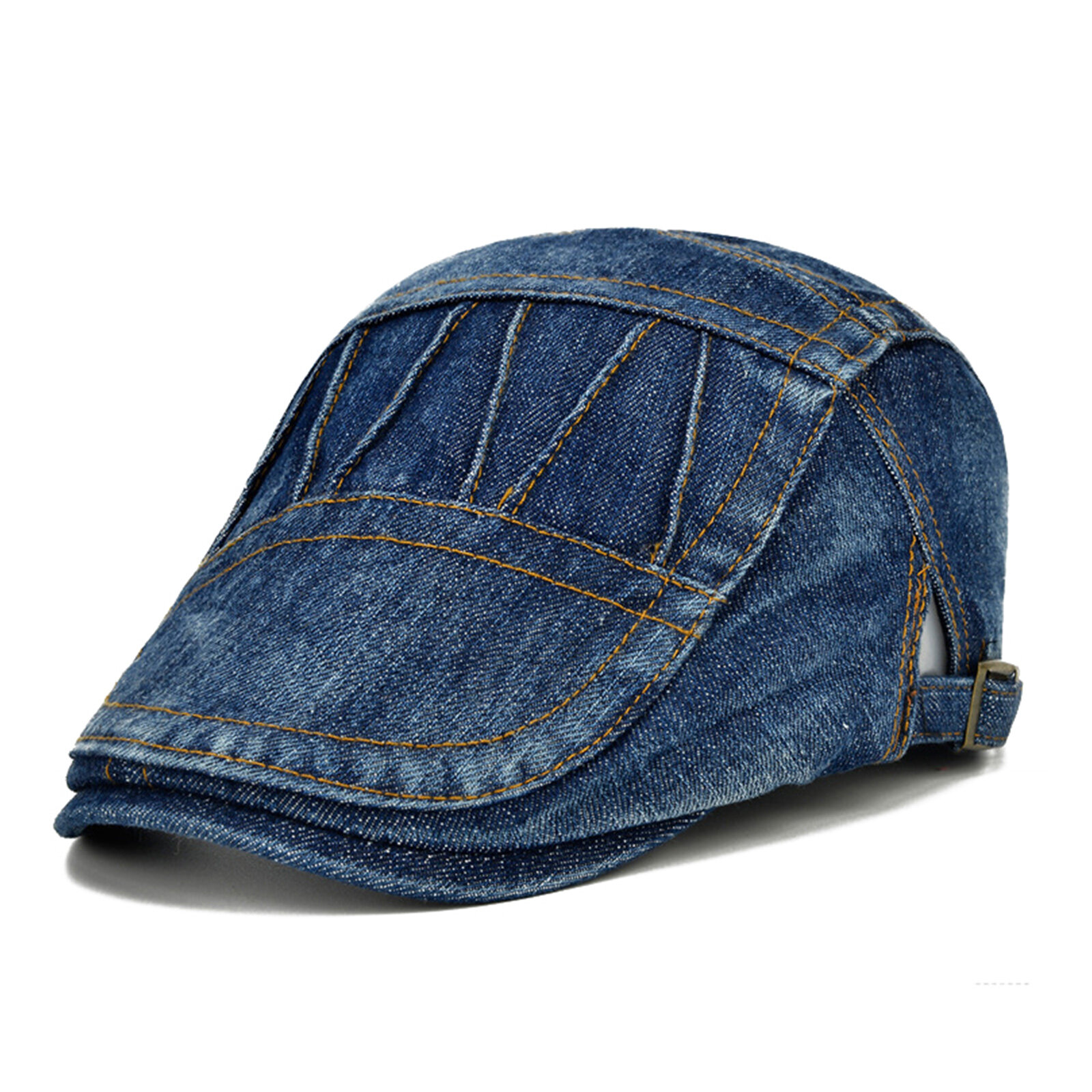 Menico Men Casual Made-Old Denim Sunshade Short Brim Beret Flat Hats