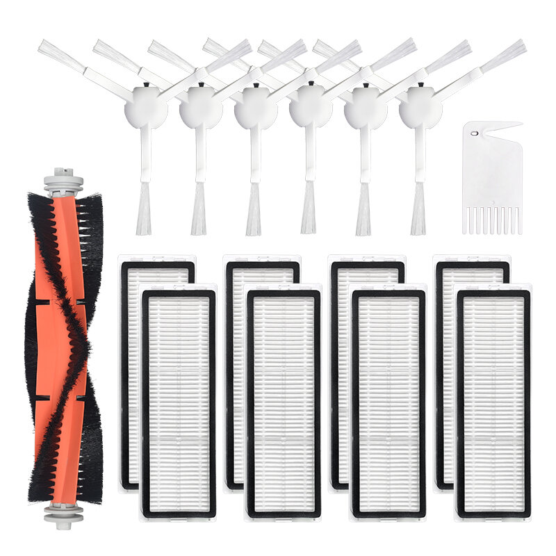 

16pcs Replacements for Mijia 1C Dreame F9 D9 Vacuum Cleaner Parts Accessories Main Brush*1 Side Brushes*6 HEPA Filters*8