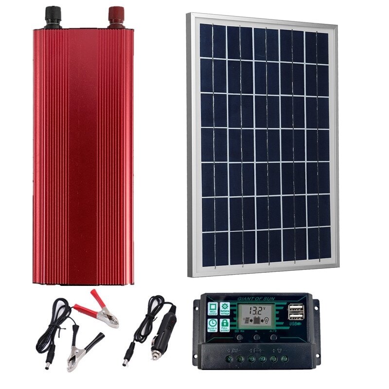 LEORY 30W Solar Panel 220V Solar Sistema de alimentación PET 12V Batería Cargador 1500W Inversor Solar Kit de panel Controlador completo