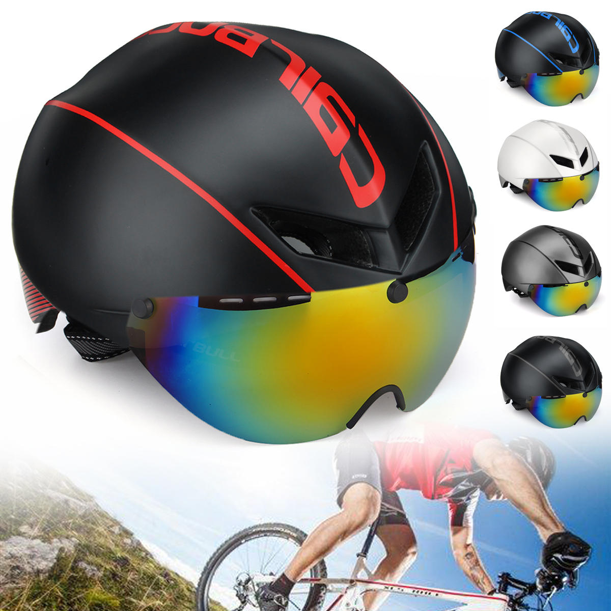 FM_ CAIRBULL AERO-R1 MTB ROAD CYCLING BICYCLE SAFETY HELMET WITH WINDPROOF GOGGL 