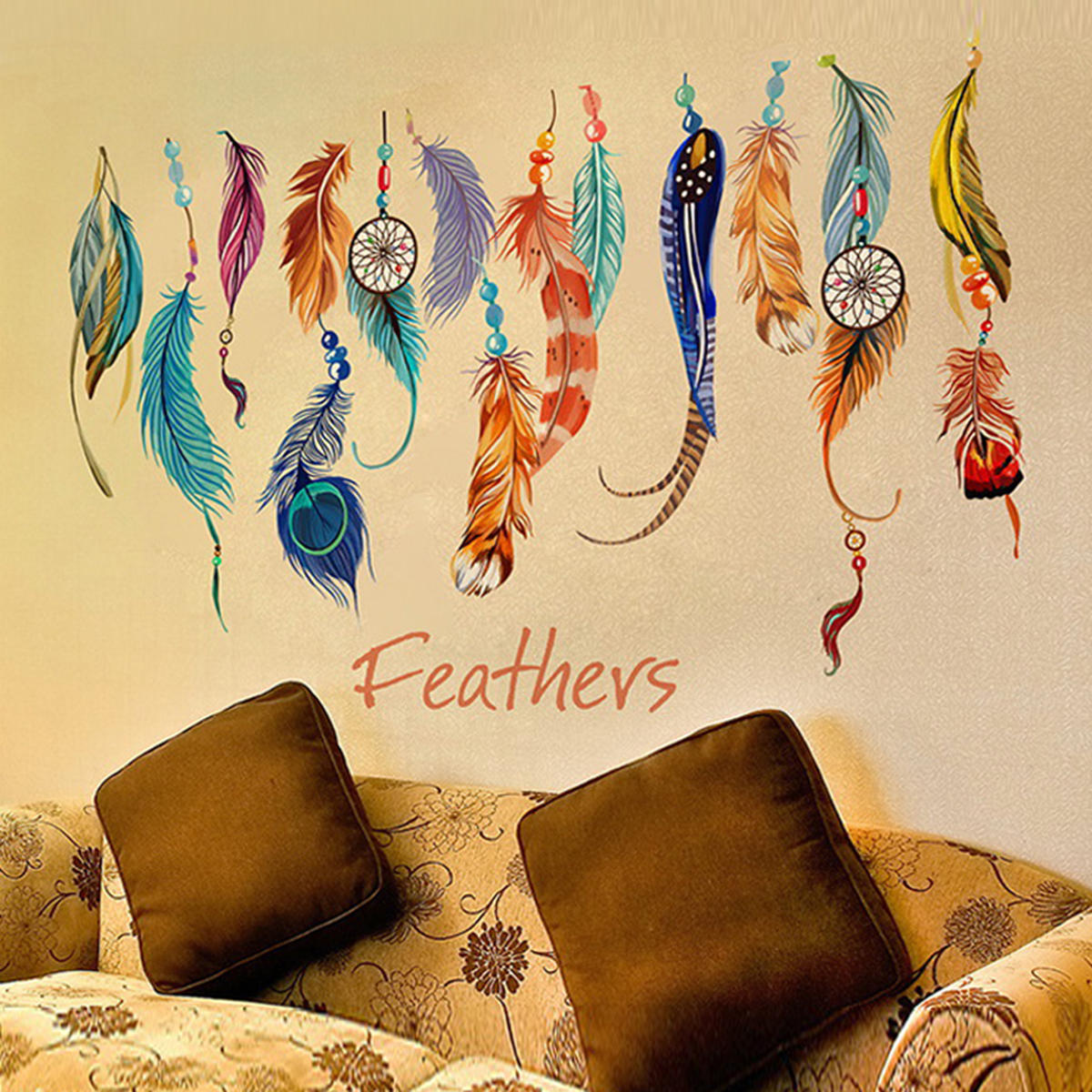 Fashion Dream Catcher Feathers Wall Sticker Mural Art Vinyl Decals Home DecoS YN 