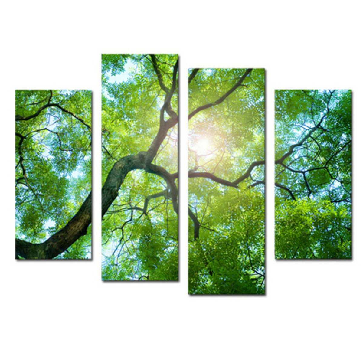 4Pcs Green Tree Canvas Paintings Wall Decorative Print Art Pictures Frameless Wall Hanging Decoratio