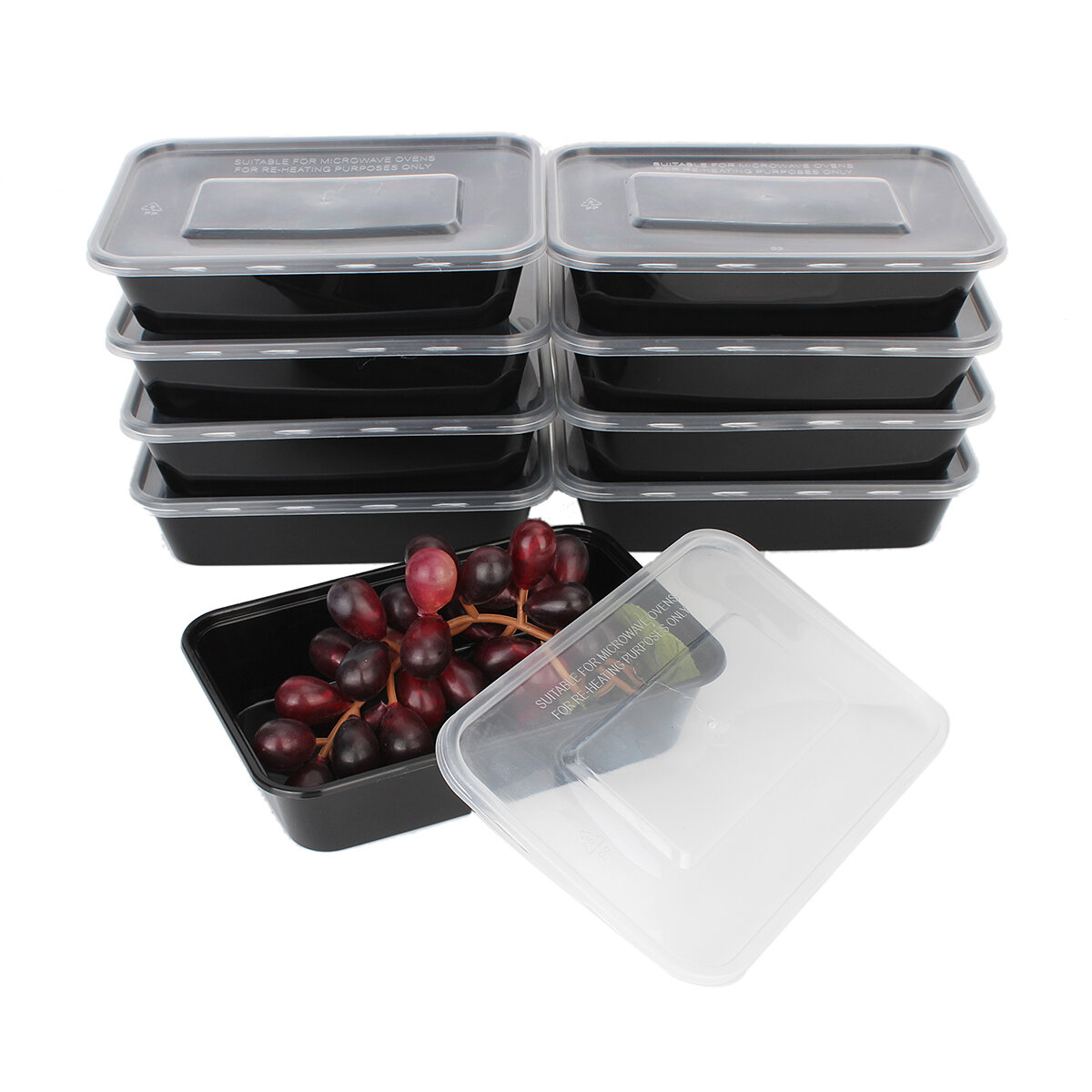 10 stks 16 oz Maaltijd Prep Containers Voedsel Opslag Herbruikbare Microwavable Plastic Box Lunch Ta