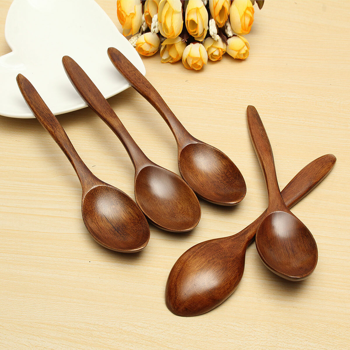 best price,5pcs,wooden,cooking,kitchen,spoon,coupon,price,discount