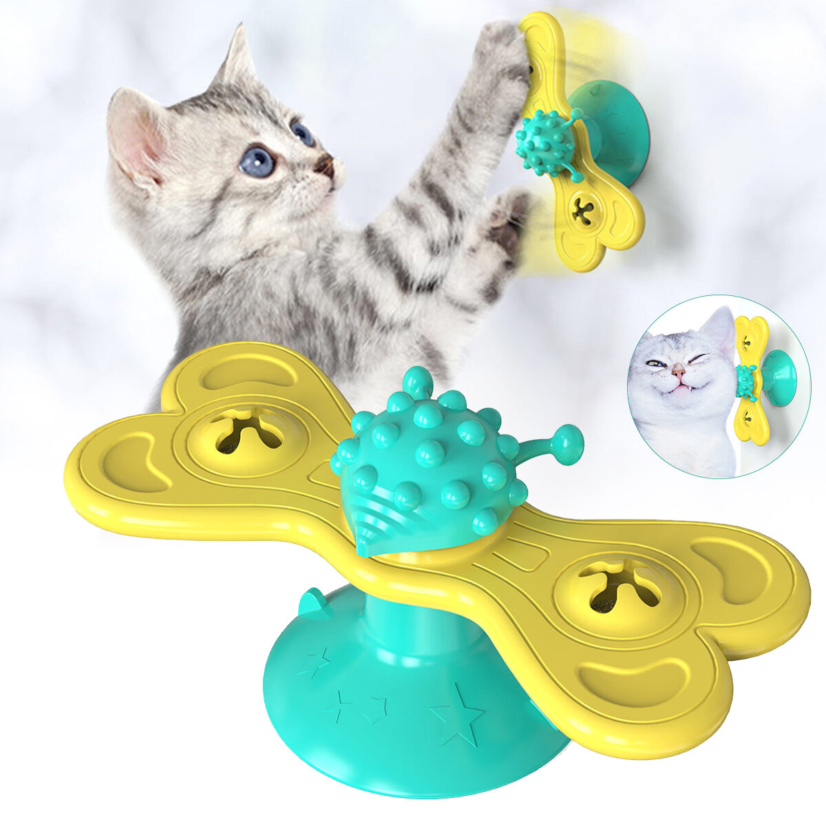 

Windmill Cat Toy Funny Turntable Teasing Pet Toy Scratching Tickle Cats Hair Brush Cat Toys Interactive Puzzle Smart Pet