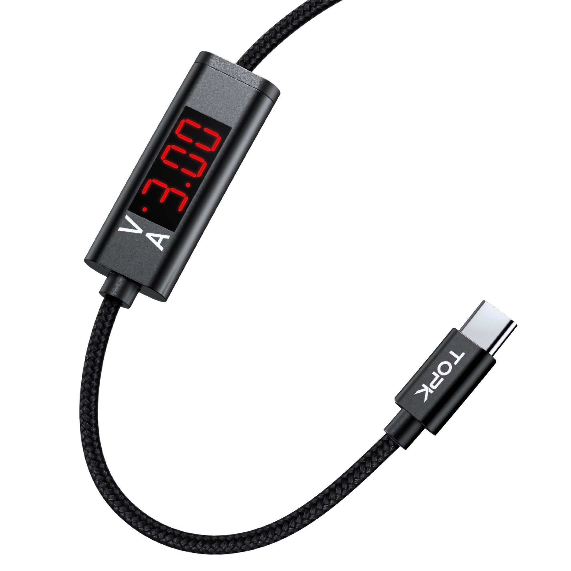 TOPK 3A Snelle oplaadkabel met kabel Digitaal display voor USB / Type C / Iphone
