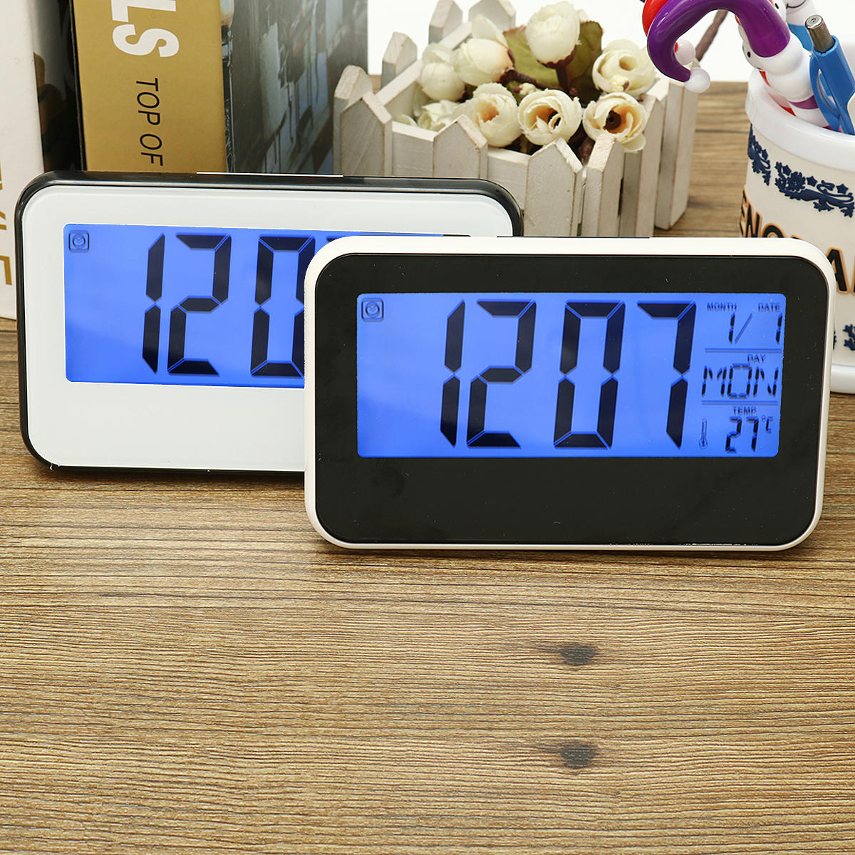 LCD tonen Digitale Wekker Geluid Gecontroleerd Met Thermometer backlight Snooze