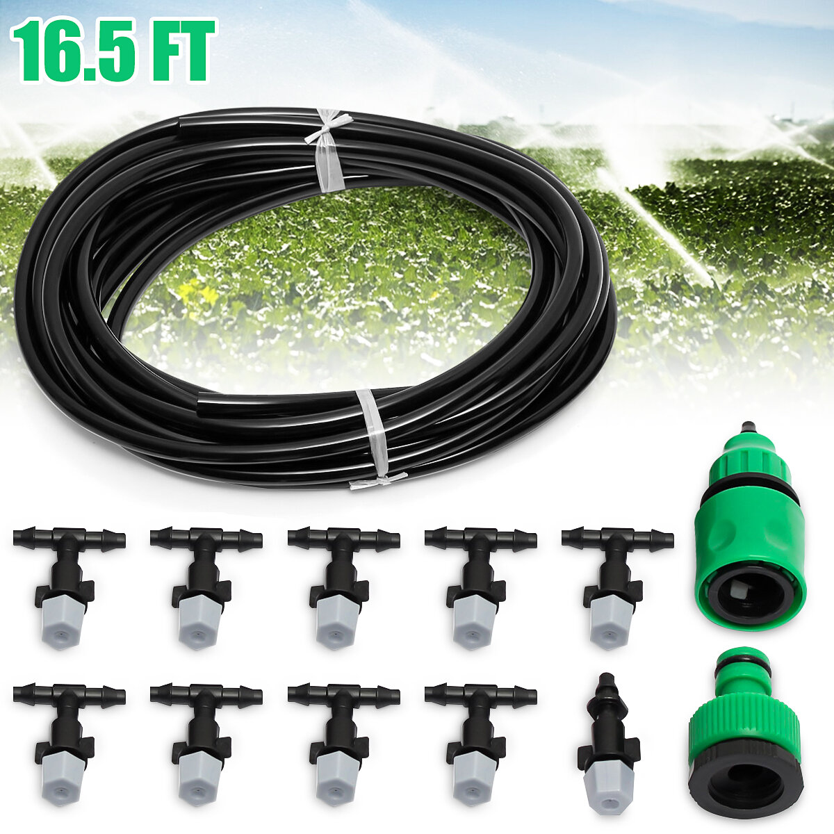 

5m 16ft Gardening Plant Micro Drip Irrigation System Patio Atomization Micro Sprinkler Cooling Kit