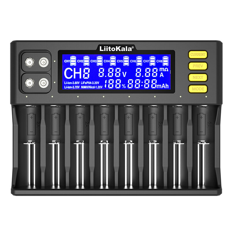 

LiitoKala LII-S8 8 Slots LCD Display Battery Charger for Li-ion(IMR/ICR) LiFePO4 Ni-MH/Cd AA AAA C 18650 21700 26650 183