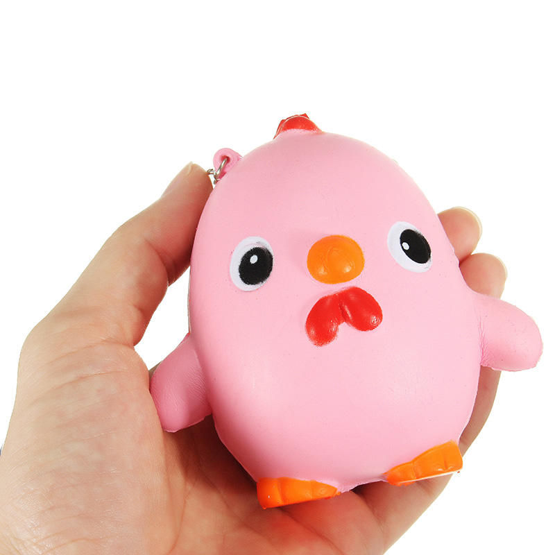 Image of Squishy Pink Chicken Jumbo 10cm Langsam steigende Sammlung Geschenk Dekor Soft Toy Telefon Tasche Strap
