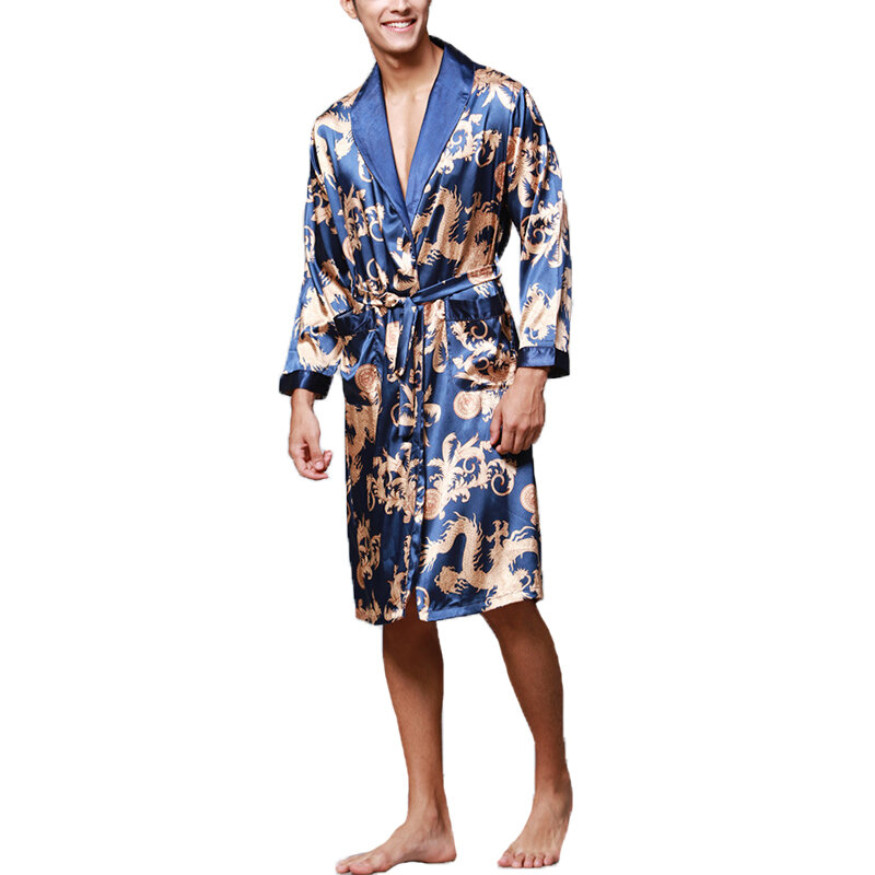 Glorioso Elasticidad Prima Venta de Pijama de seda satinado para hombre Kimono Albornoz Túnica Bata  Ropa de dormir Ropa de dormir - Banggood España