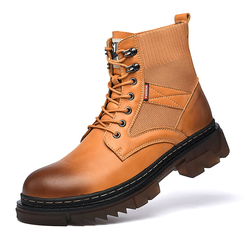 Men Comfy Round Toe Slip Resistant High Top Tooling Boots