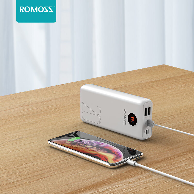 ROMOSS SW20 Pro20000mAhパワーバンク18Wポータブルデジタルディスプレイ充電器iPhone用急速充電XS11Pro Mi10 Note 9S