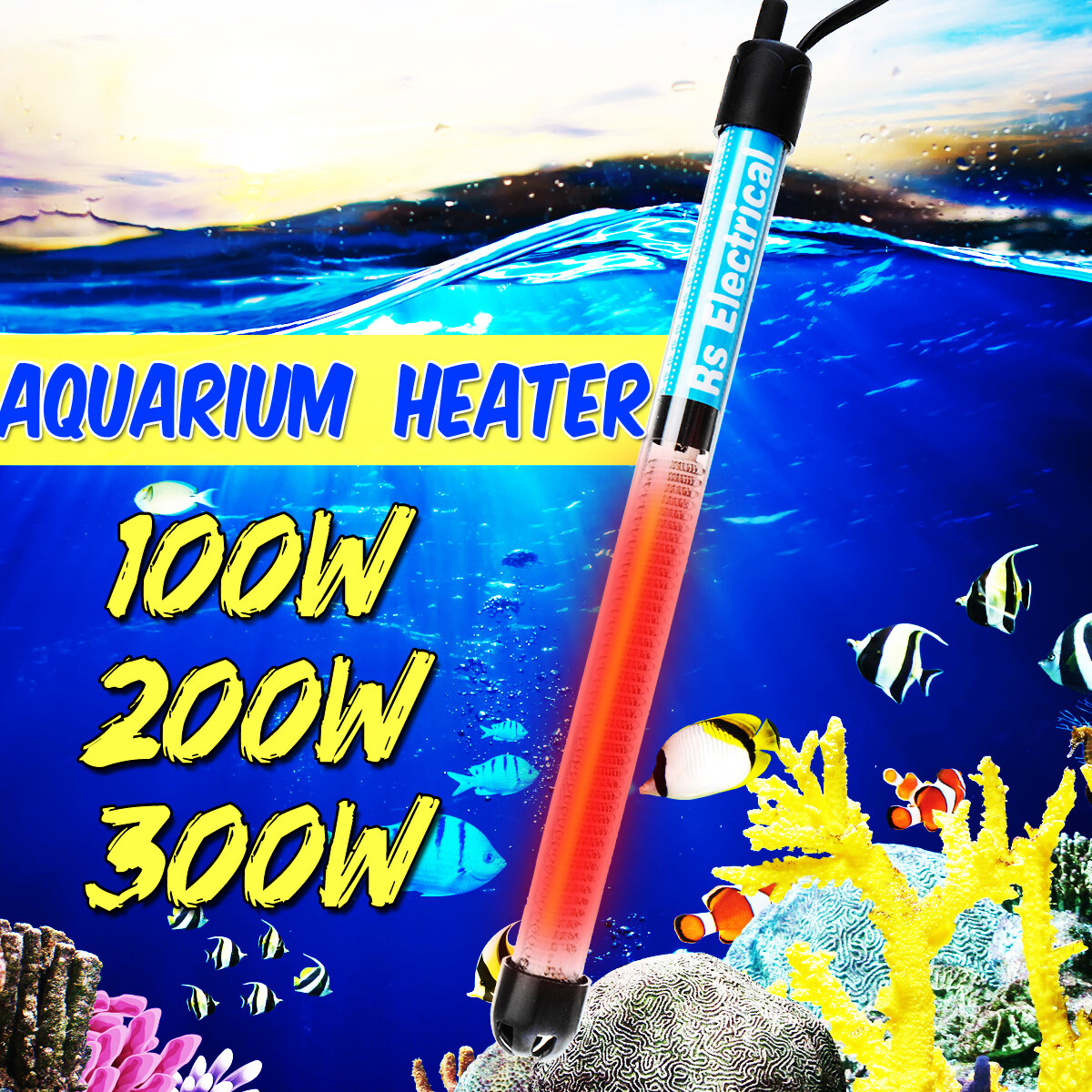 

100W 200W 300W Aquarium Water Heater Heating Submersible Tank Thermostat