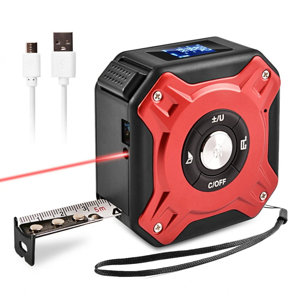 Στα 22.77€ από DANIU 40M Laser Measuring Tape Retractable Ruler Laser Distance Meter Range Finder Electronic Roulette Digital Measuring Tape Tool – Black red