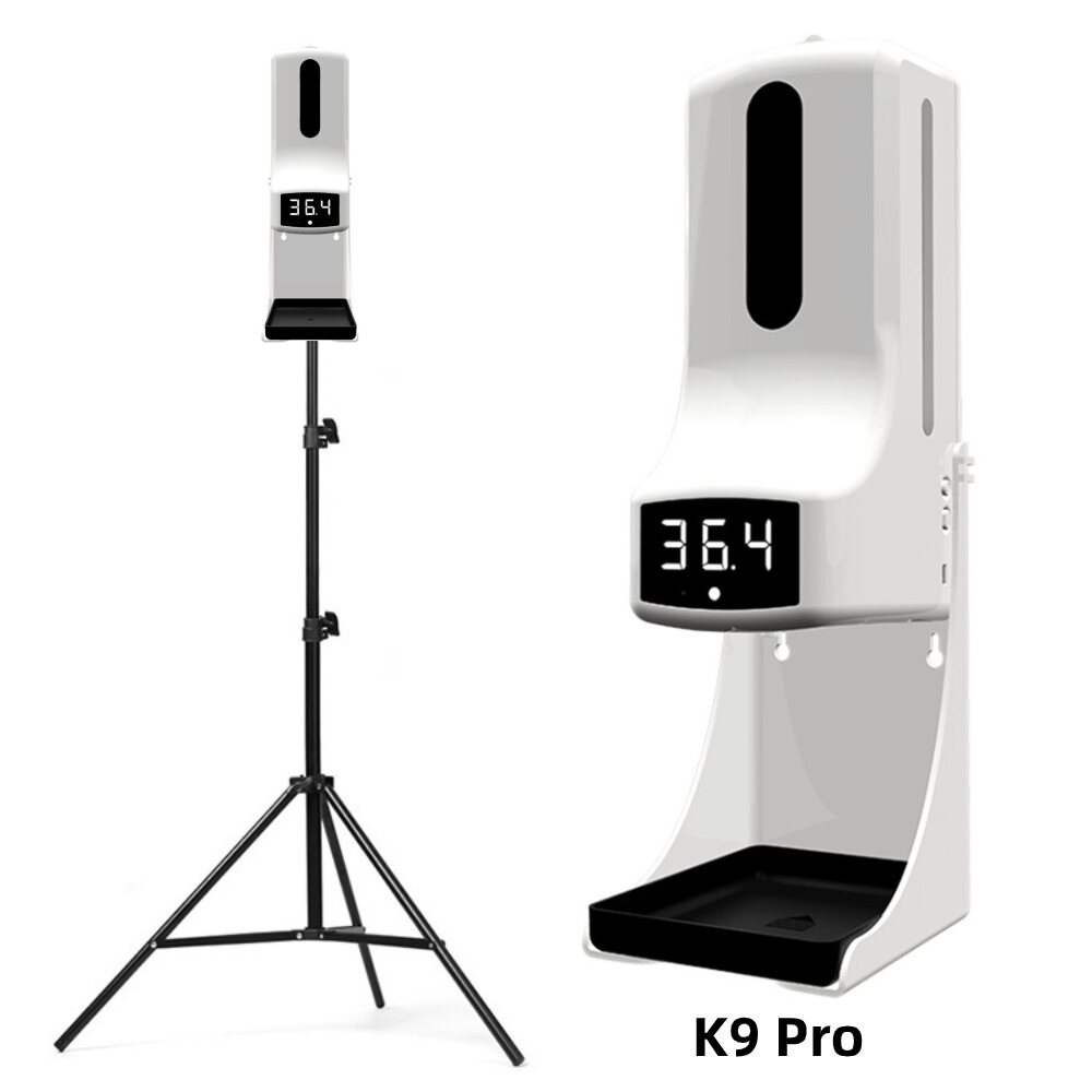 Non-Contact Wall-Mounted Digital Infrared Thermometer with 160cm Tripod Stand 1000ml Automatic Sensor Soap Dispenser