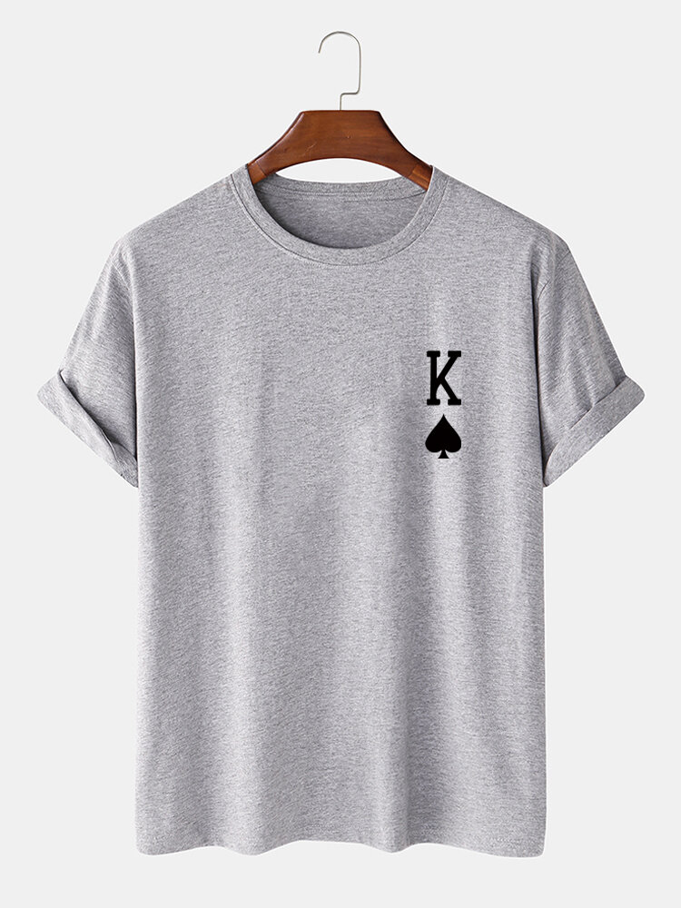 Heren schoppen koning poker print 100% katoenen T-shirt met korte mouwen