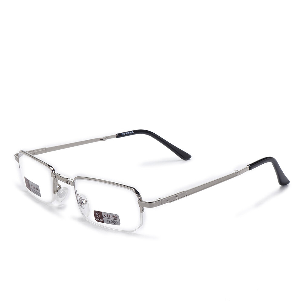 

Unisex Full Metal Frame Foldable Easy Carry Convenient HD Reading Glasses Presbyopic Glasses