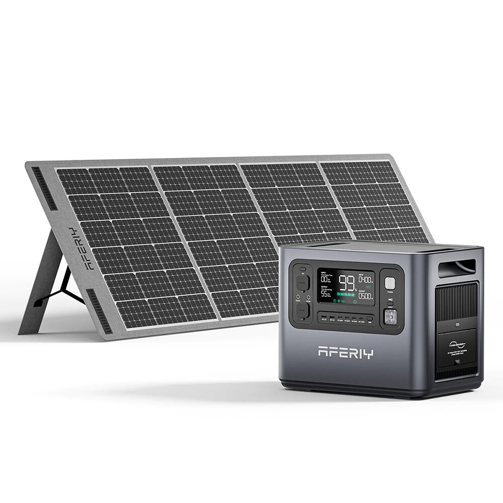 [EU Direct] Aferiy P210 2400W 2048Wh Portable Power Station +1* S200 200W Solar Panel, LiFePO4 Battery Deep Cycles UPS Pure Sine Wave Camping RV Home Emergency Portable Solar Generator Backup Power