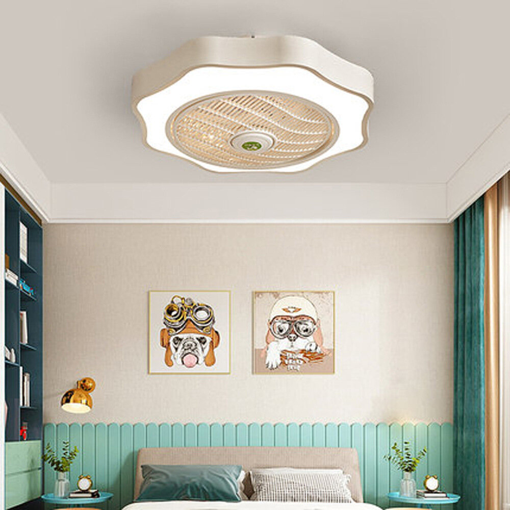 Tri-color Dimmable Electric Fan Light-suitable for Living Room/Dining Room/Bedroom/Study 220V Ceiling Fan Light ZXW Mute 110V 