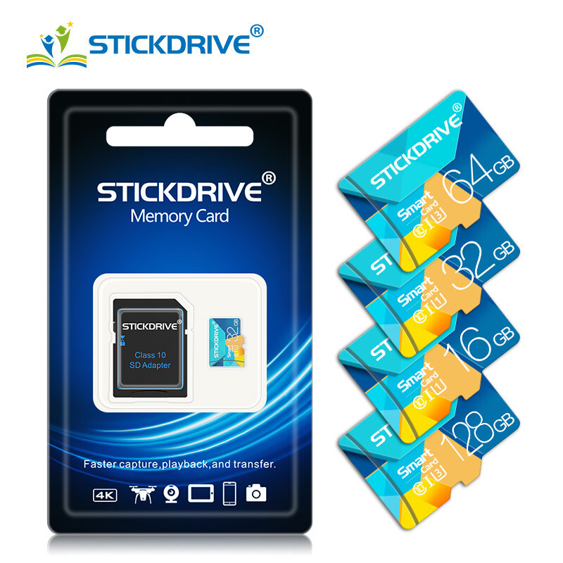 Stickdrive 16GB 32FB 64GB 128GB 256GB Class 10 TF Micro SD Memory Card Flash Storage Card with Card 