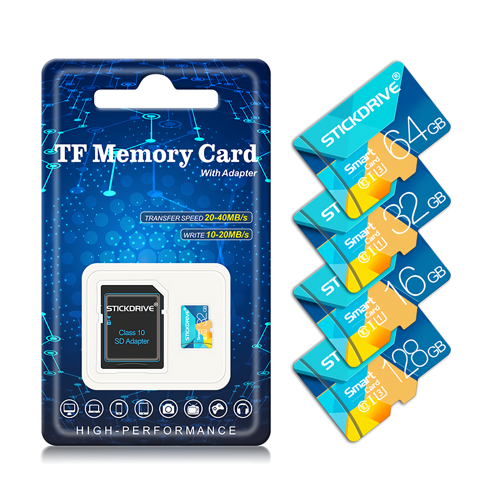 Stickdrive CLASS10 U3 U1 TF-geheugenkaart 32G 64G 128G 256G Hoge snelheid Flash Opslagkaart met SD-a