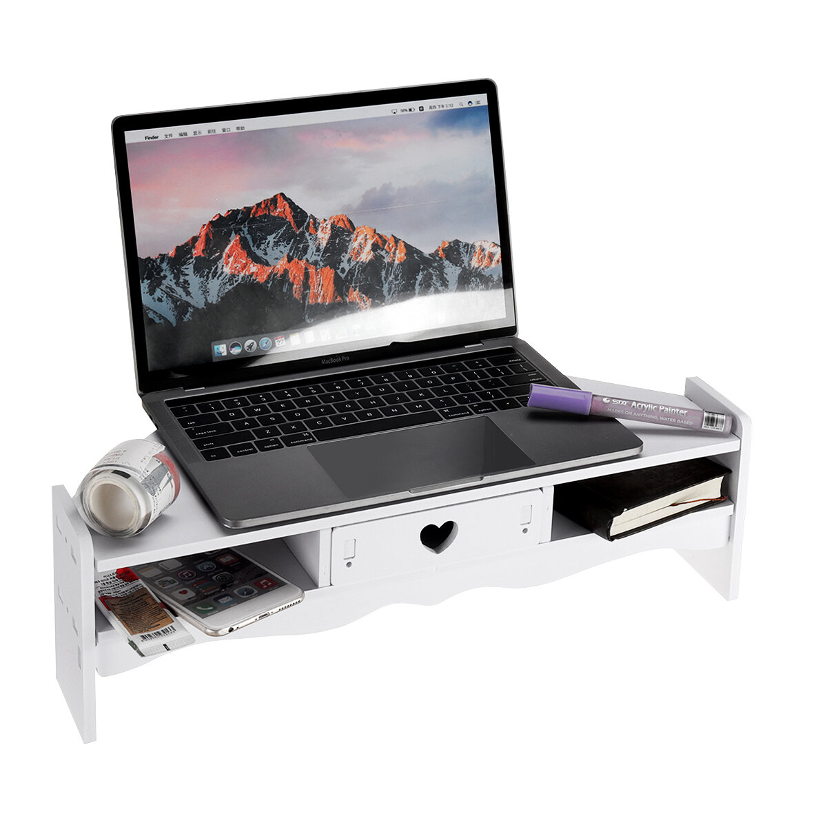 Computer Monitor Riser Laptop PC Stand Home Office Table Storage Organizer Shelf