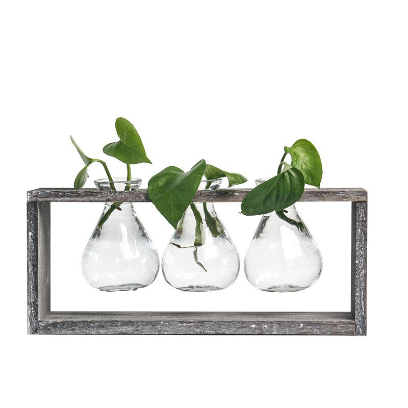 Houten en glazen creatieve hydrocultuur woonkamer decoratie bloempot plantenvaas