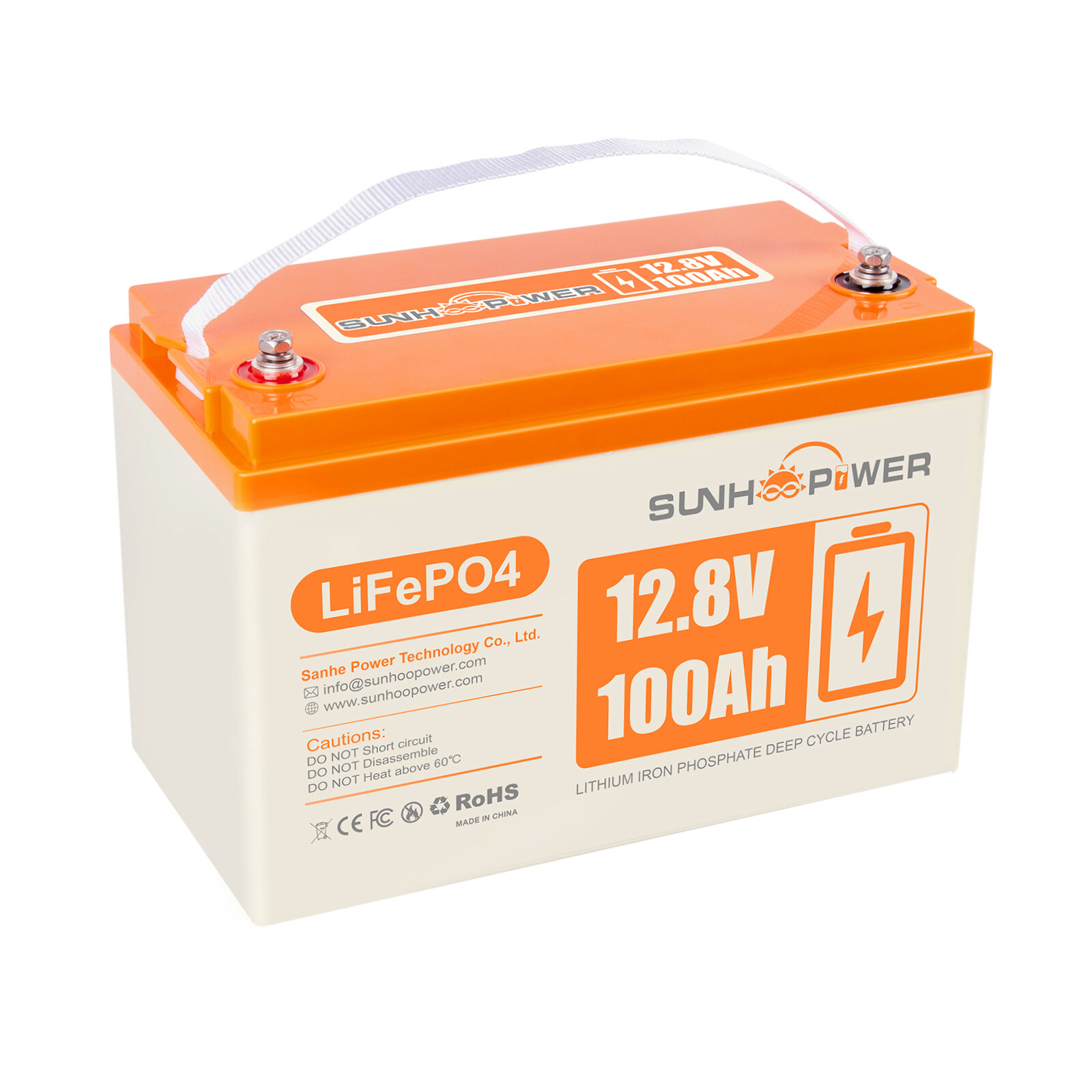 [EU Direct] SUNHOOPOWER 12V 100AH LiFePO4 Battery 1280Wh Rechargeable Lithium Battery Built-in 100A BMS, Self-Discharge,
