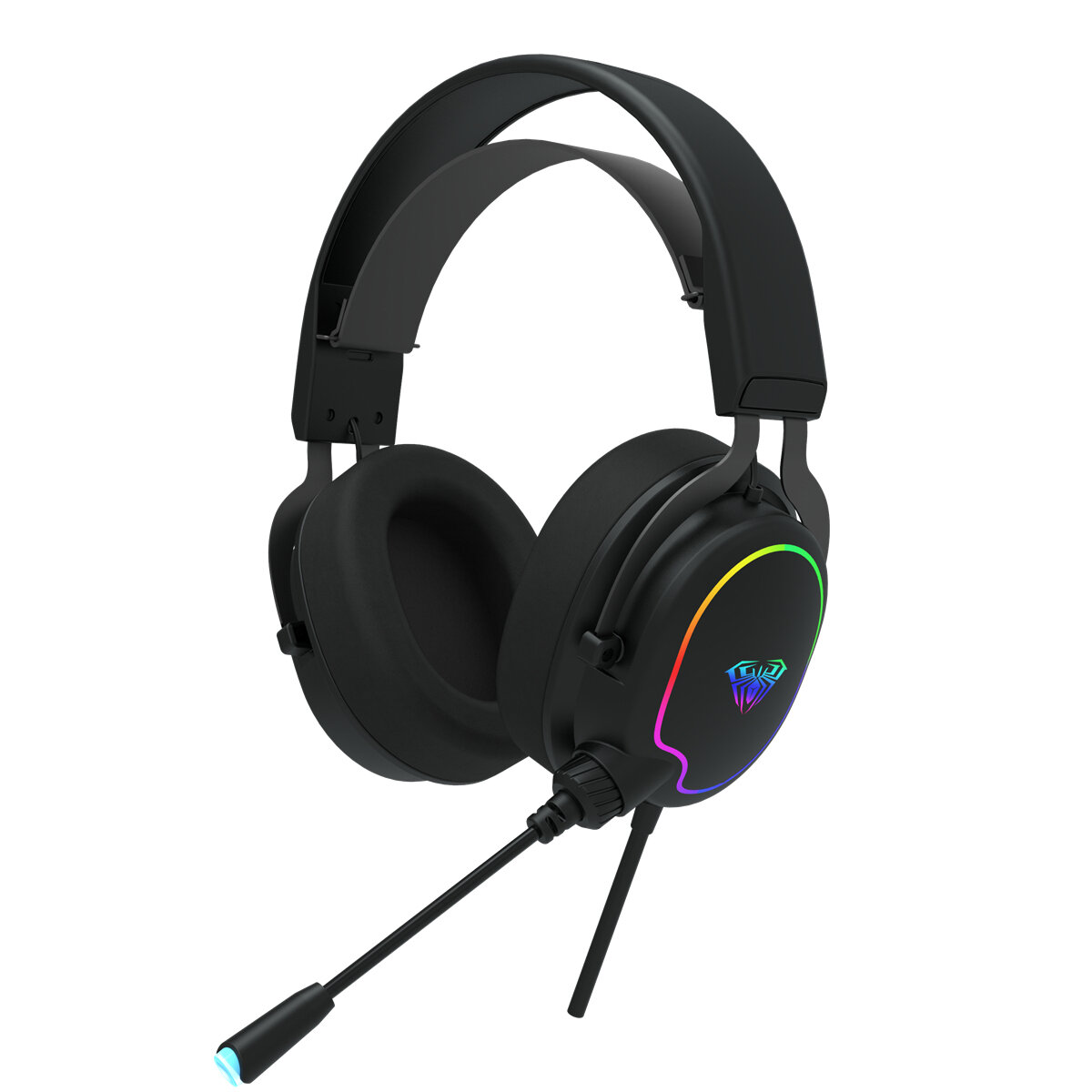 AULA F606 Gaming Headset 3.5mm Wired 50mm Driver RGB Light Bass Stereo Surround Sound Lichtgewicht H
