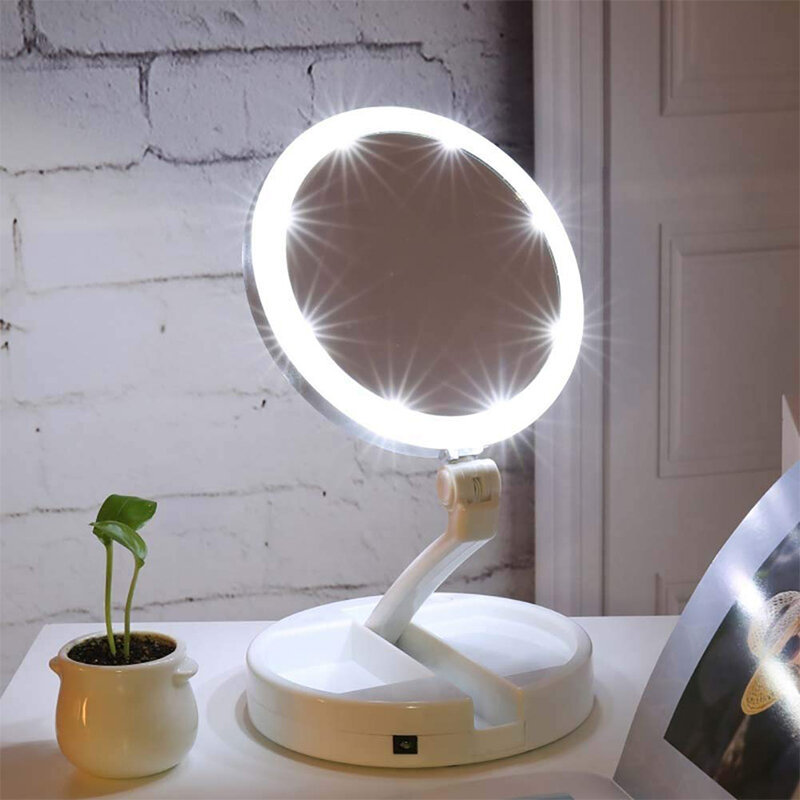 10x Magnifying Lighted Double Sided, 10x Magnifying Make Up Mirror With Light