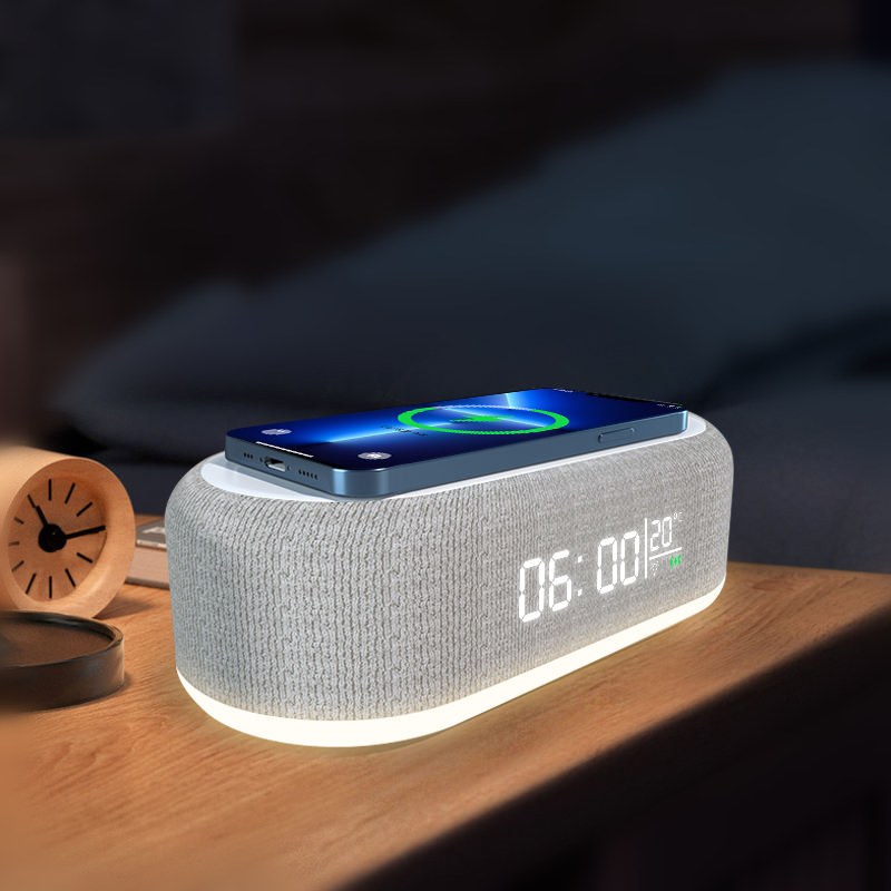best price,bakeey,15w,wireless,charger,with,alarm,clock,light,bluetooth,speaker,discount